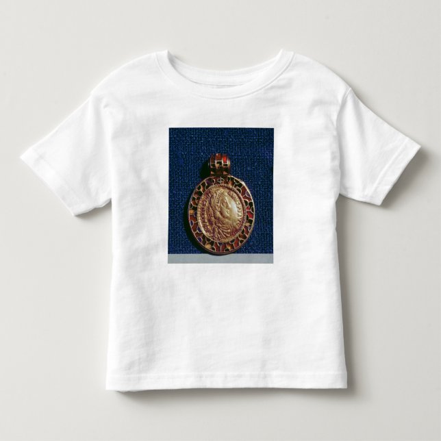 Camiseta Infantil Pendente Dourado sob a forma de uma moeda (Frente)