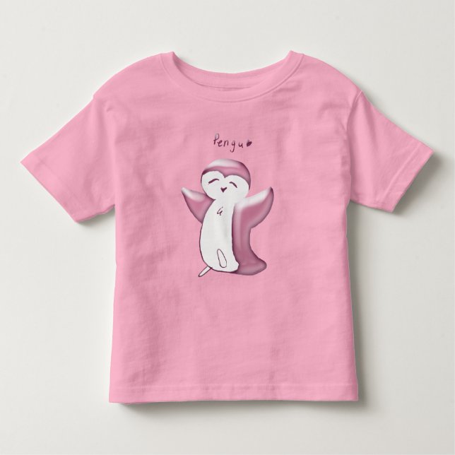 Camiseta Infantil Pengu Happy Penguin (DustyRose) Toddler Tshirt (Frente)