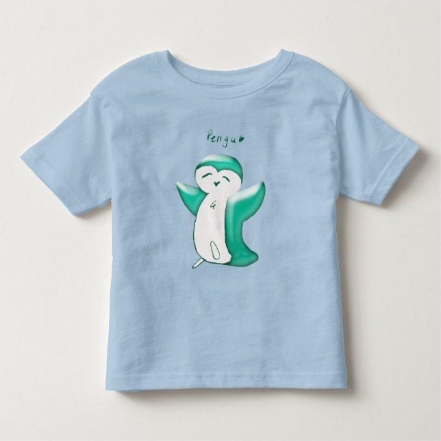 Camiseta Infantil Pengu Happy Penguin (Green Toddler Tshirt) (Frente)