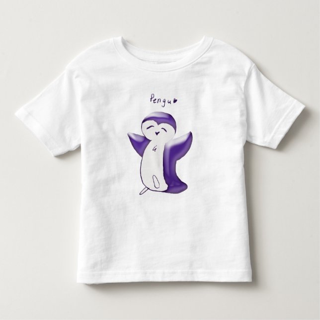 Camiseta Infantil Pengu Happy Penguin(Violet) Toddler Tshirt (Frente)