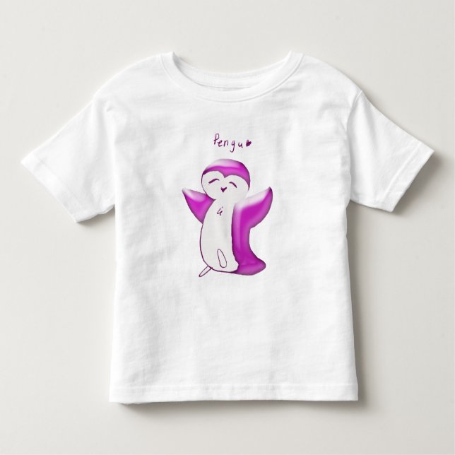 Camiseta Infantil Pengu Penguim Feliz(Rosa Vibrant (Frente)