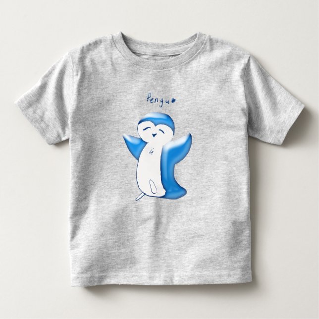 Camiseta Infantil Pengu Penguiu Feliz (Azul Claro) (Frente)