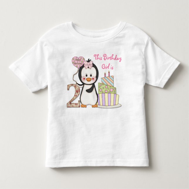 Camiseta Infantil Penguin Cutie - Garota Segundo Aniversário (Frente)