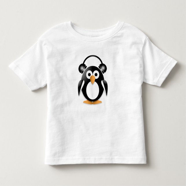 Camiseta Infantil Penguin with headphones (Frente)