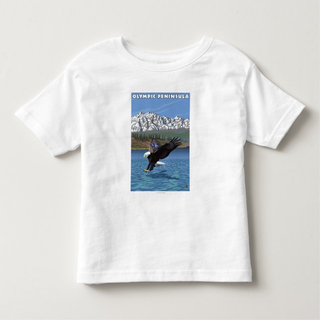 Camiseta Infantil Península olímpica, WashingtonFishing Eagle (Frente)