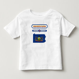 CAMISETA INFANTIL PENNSYLVANIA, MAP OF PENNSYLVANIA. SAMER BRASIL