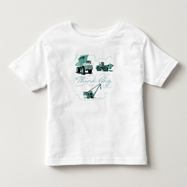Camiseta Infantil Pense T-merdas e presentes grandes da construção (Frente)