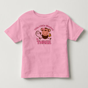 Camiseta Infantil Pequena aniversário de 3 anos de Macaco