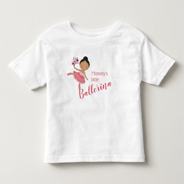 Camiseta Infantil Pequena Ballerina mamãe (Cabelo Negro) (Frente)