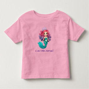 Camiseta Infantil Pequena e rosa princesa da sereia arco-íris crianç