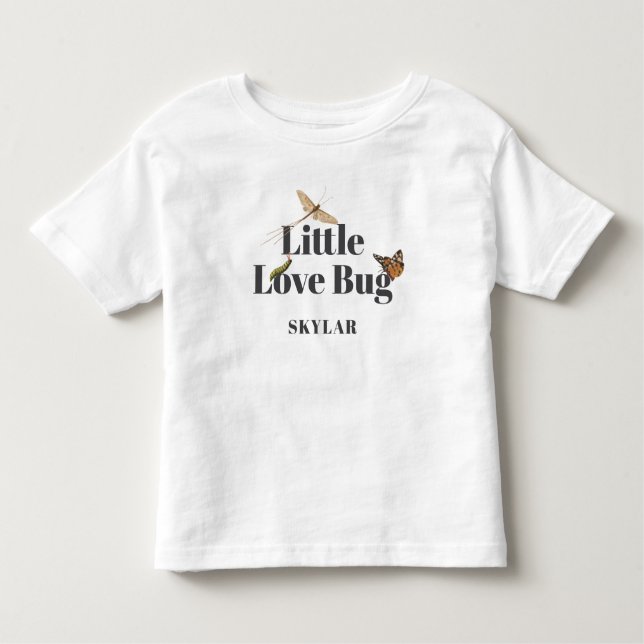 Camiseta Infantil Pequena Ilustração do Inseto de Amor (Frente)