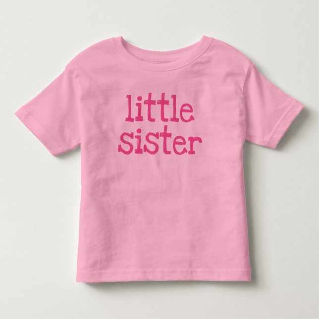 Camiseta Infantil Pequena Irmã de Texto Rosa (Frente)