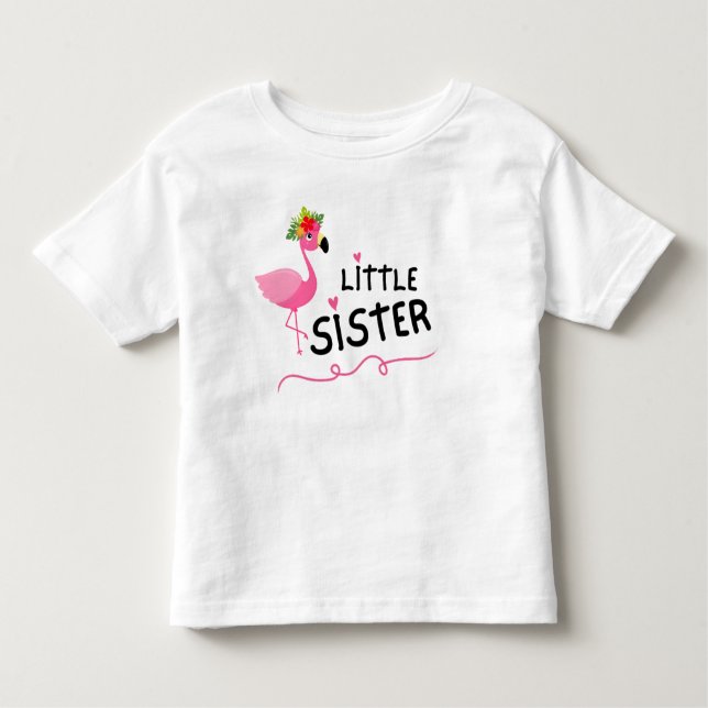 Camiseta Infantil Pequena Irmã Flamingo Bonita (Frente)