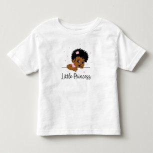 Camiseta Infantil Pequena Princesa Coroa Rosa Menina Negra Bebê