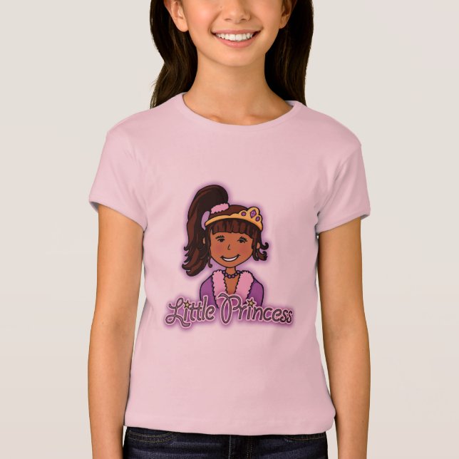Camiseta Infantil Pequena Princesa Menina de Cabelo Escuro (Frente)