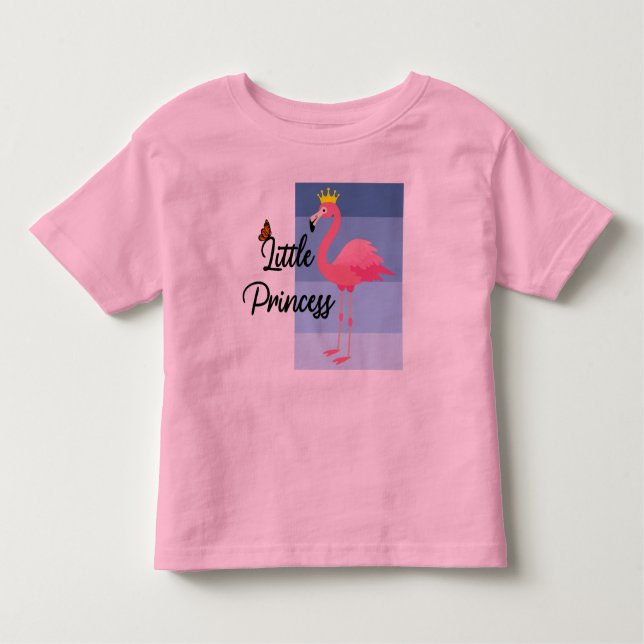 Camiseta Infantil Pequena Princesa Rosa Flamingo Design - Toddler Fi (Frente)