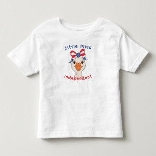 Camiseta Infantil Pequena Senhora Independente Ganso Com Laço Patrió
