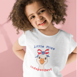 Camiseta Infantil Pequena Senhora Independente Ganso Com Laço Patrió
