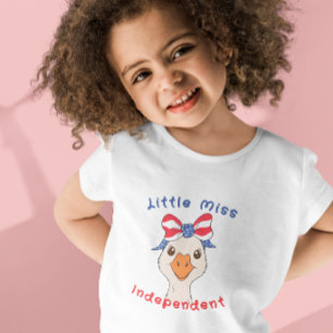 Camiseta Infantil Pequena Senhora Independente Ganso Com Laço Patrió