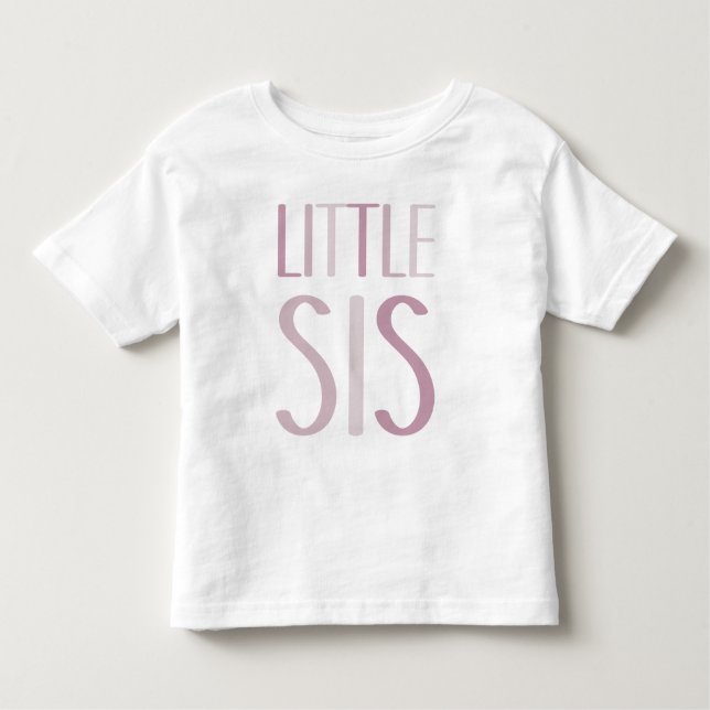 Camiseta Infantil Pequena Sis com Texto Rosa Meninas Irmãs Irmãs Irr (Frente)