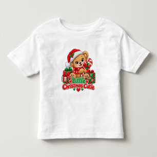 Camiseta Infantil Pequena Ursa de Natal Menina do Ursinho de Pelúcia