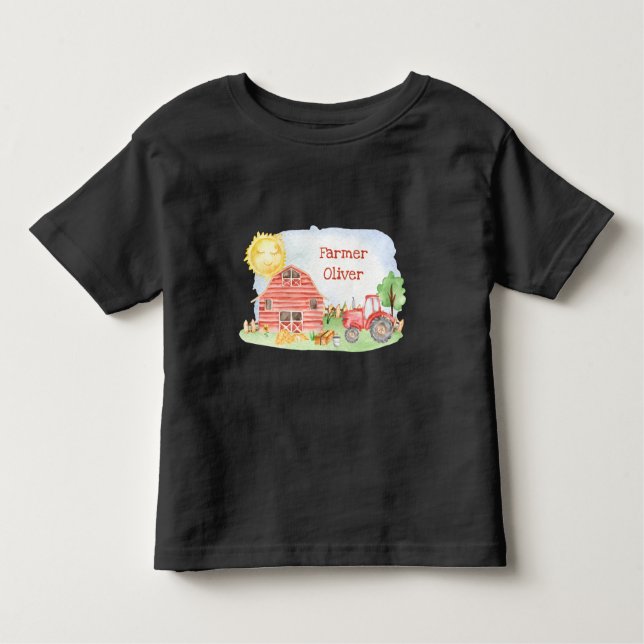 Camiseta Infantil Pequenas Crianças Bonitas Fazendeiros com Nome (Frente)