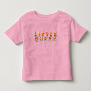 Camiseta Infantil Pequenas Letras de Rainha Feitas de Pizza de Peppe