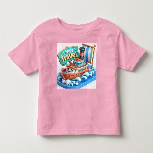 Camiseta Infantil Pequeno barco a vapor por Natasha Us (Frente)