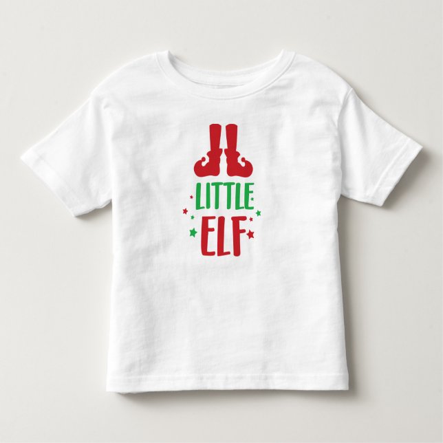 Camiseta Infantil Pequeno Elfo, Calçados Elf, Estrelas, Natal, Xmas (Frente)