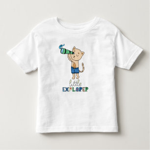 Camiseta Infantil Pequeno Explorador, Gato Bonito com Telescópio