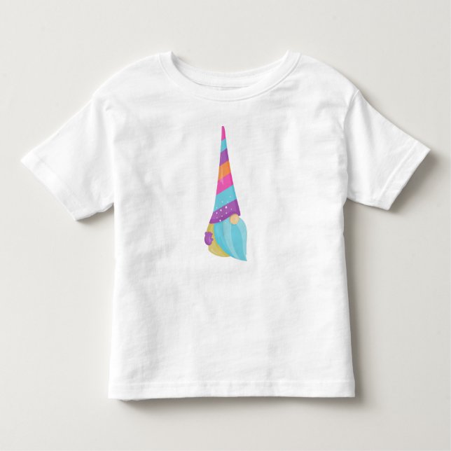 Camiseta Infantil Pequeno Gnomo, Gnomo Bonito, Gnomo Jardim, Chapéu, (Frente)
