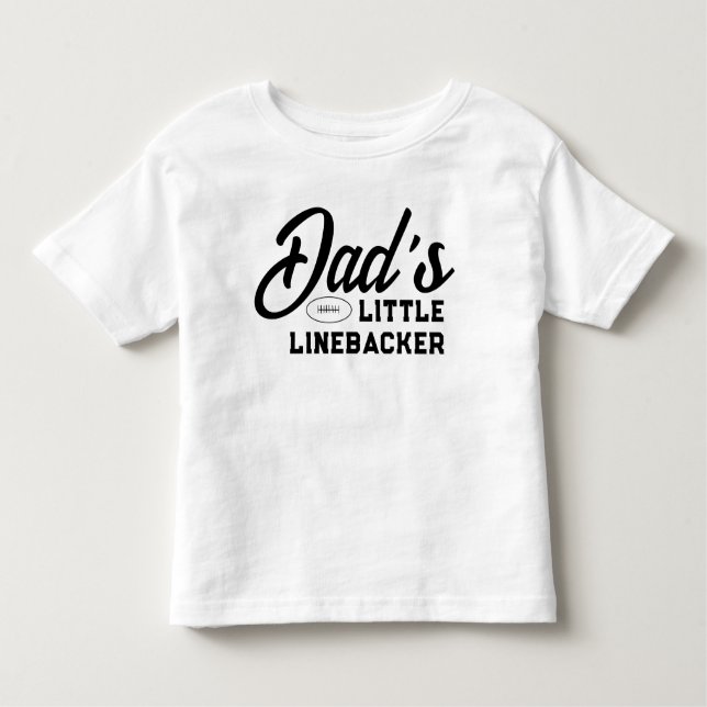 Camiseta Infantil Pequeno Linebacker de Futebol Americano do Papai M (Frente)