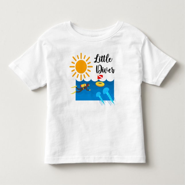 Camiseta Infantil Pequeno mergulhador com Jelly Fish - Toddler Fine  (Frente)