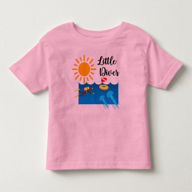 Camiseta Infantil Pequeno mergulhador com Jelly Fish - Toddler Fine  (Frente)