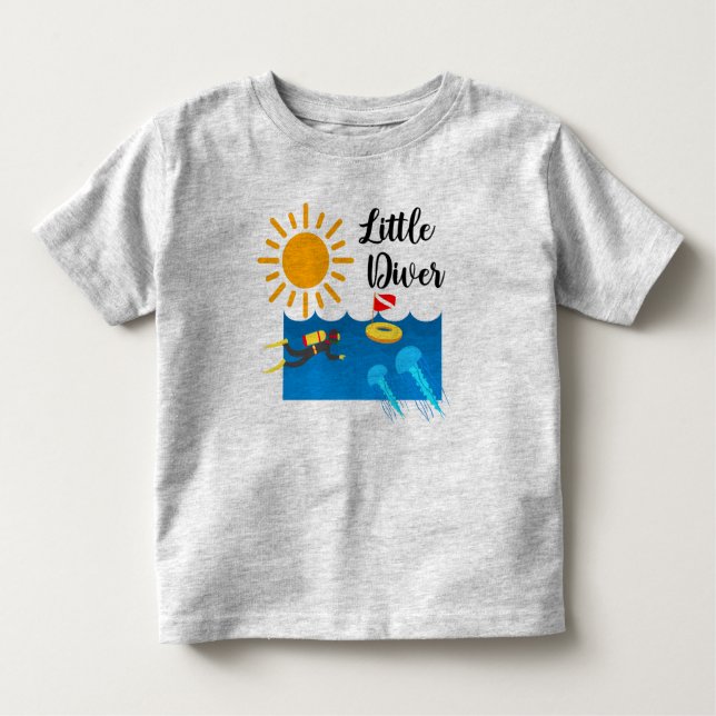 Camiseta Infantil Pequeno mergulhador com Jelly Fish - Toddler Fine  (Frente)