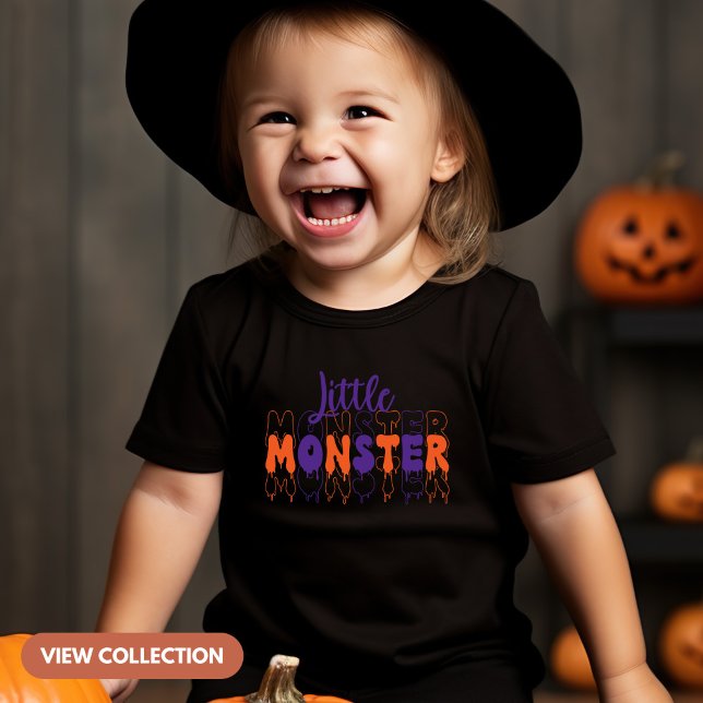 Camiseta Infantil Pequeno Monstro da Família de Halloween Matando To (Criador carregado)