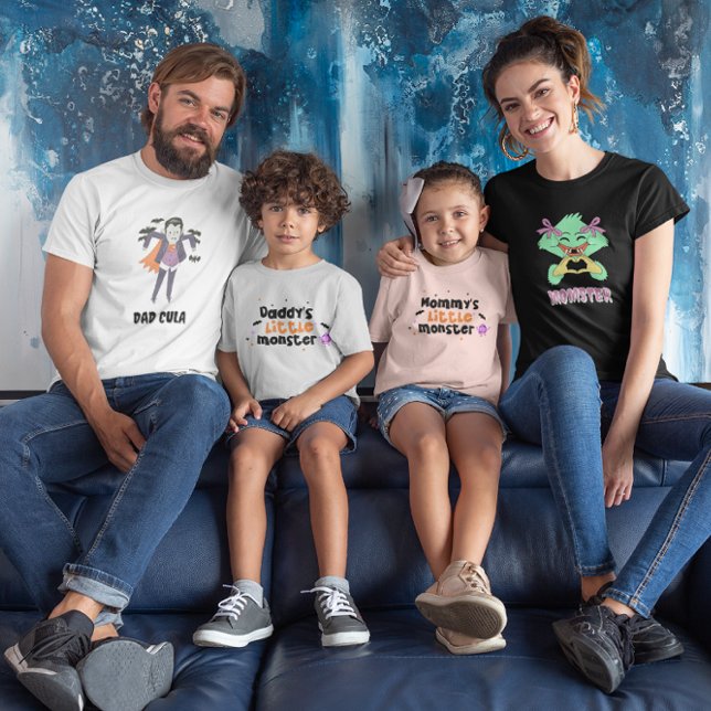 Camiseta Infantil Pequeno monstro do dia das bruxas do pai (Criador carregado)