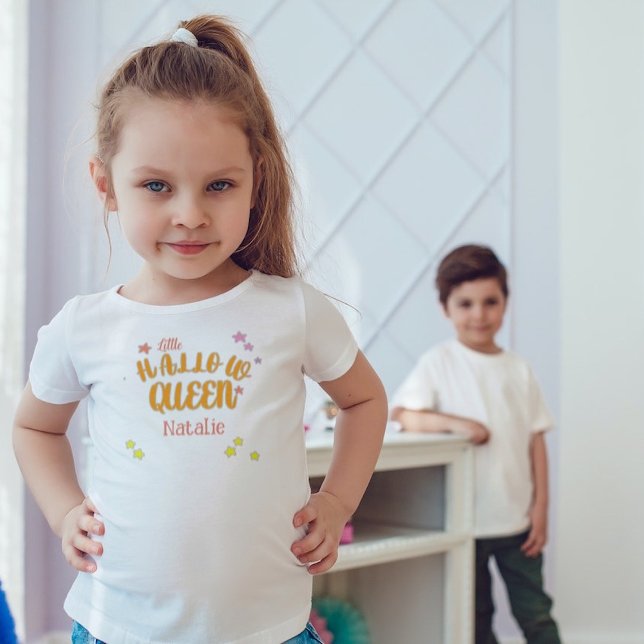 Camiseta Infantil Pequeno nome personalizado do Halloween Queen Hall (Criador carregado)