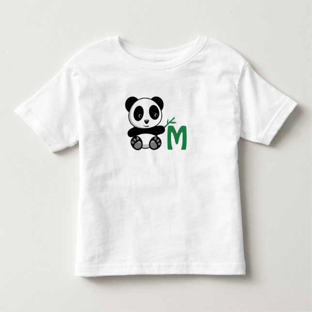 Camiseta Infantil Pequeno Panda Bonito com Monograma Bamboo Stick (Frente)
