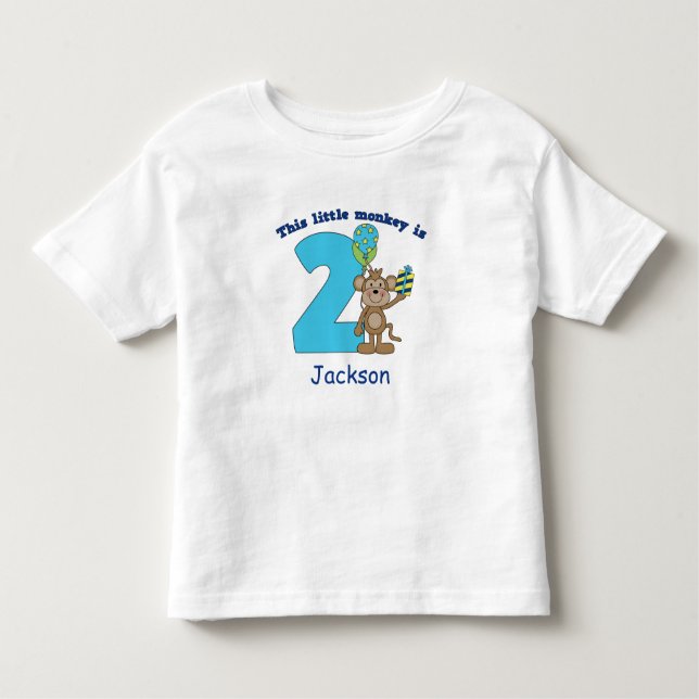 Camiseta Infantil Pequeno segundo aniversário de Macacos Personaliza (Frente)