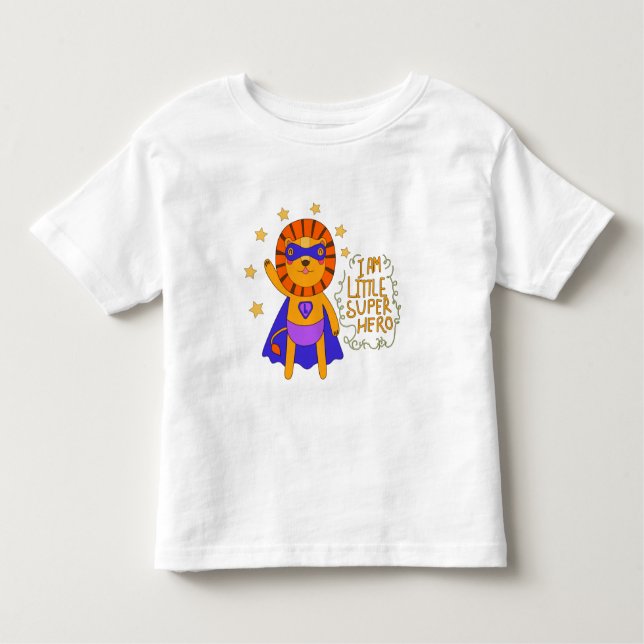 Camiseta Infantil Pequeno Super-Herói, Leão Bestial (Frente)