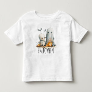 Camiseta Infantil Pequenos direitos - Skeleton e Ghost Halloween Duo