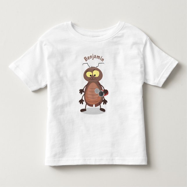 Camiseta Infantil Personagem de desenho animado de barata engraçada (Frente)