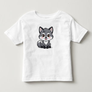Camiseta Infantil Personagem de lobo cinza de desenho animado adoráv