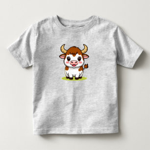 Camiseta Infantil Personagem de Touro de Desenho Animado Fofo com Ex