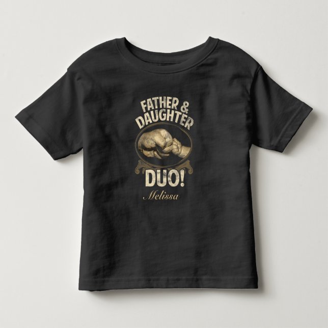 Camiseta Infantil Personalização da Filha Pai Duo do Primeiro Dia Pa (Frente)