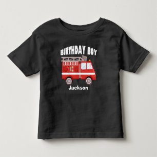 Camiseta Infantil Personalização do Fire Truck Birthday Boy
