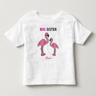 Camiseta Infantil Personalizada a Aprendendo a Irmã Grande Flamingo