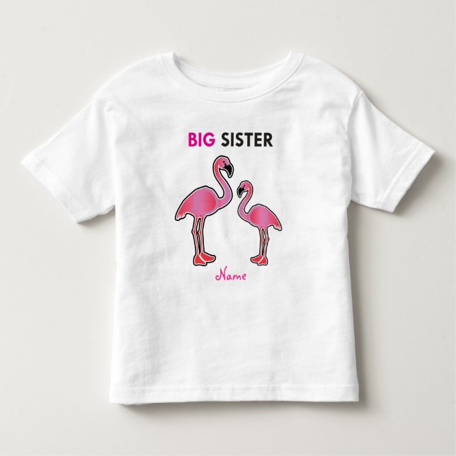Camiseta Infantil Personalizada a Aprendendo a Irmã Grande Flamingo (Frente)