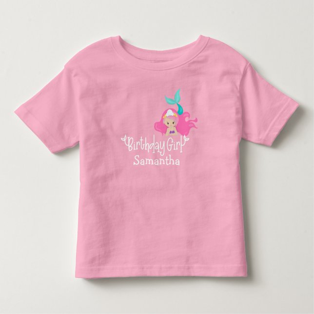 Camiseta Infantil Personalizada Personalizada Da Idade Da Sereia De  (Frente)